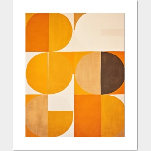 Orange and Cream Abstract Geometric 70s Posters and Art